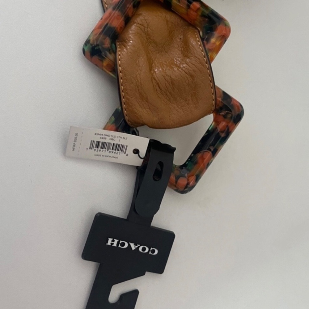 Coach Leather Tan Double Diamond Bakelite Small belt slouchy Boho vintage 70’s - Picture 11 of 11
